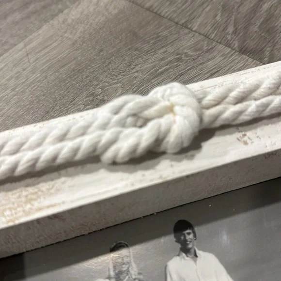We Tied The Knot Rustic White Photo Frame with Rope Accent Wedding Boho Mud Pie - Picture 8 of 12